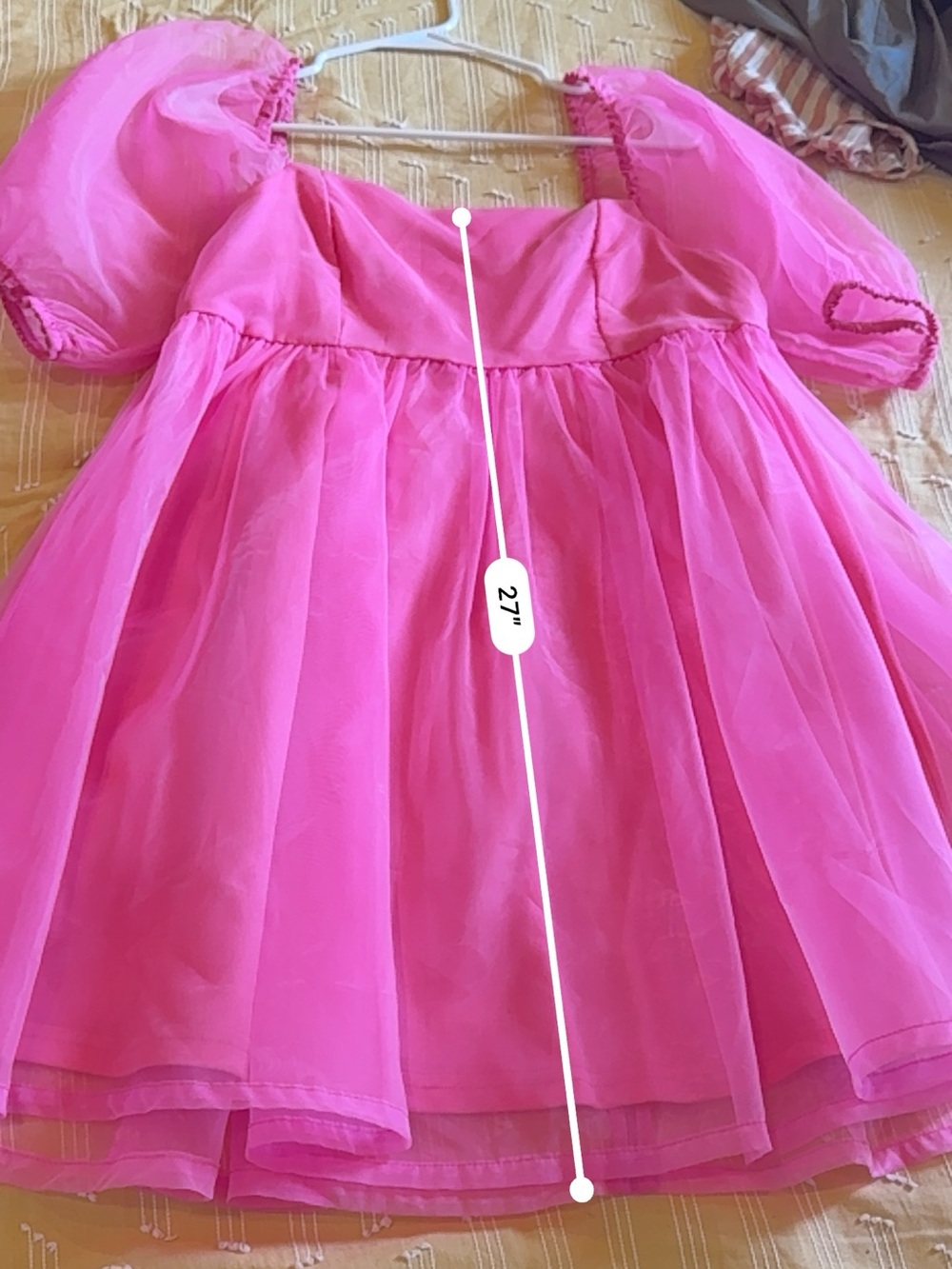 TCEC Hot Pink Mini Dress with Puff Sleeves - Picture 5 of 6